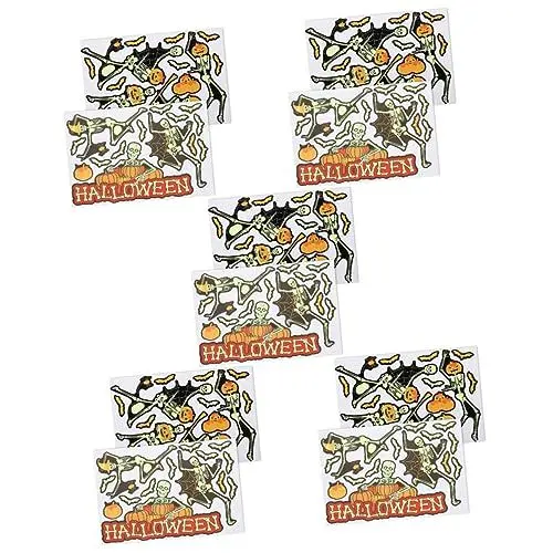 Produktbild: DOITOOL 5 Blätter Wandaufkleber Horror-leuchtaufkleber Leuchtende Gruselige Aufkleber Wandtattoos Abziehen Und Aufkleben Halloween Leuchtende Aufkleber Fensteraufkleber Pvc Glas Skelett