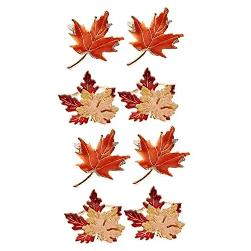Produktbild: DOITOOL 2 Sets Serviettenhalter Aus Ahornblatt-Form Serviettenringe Aus Zinklegierung Serviettenhalter Für Thanksgiving Serviettenringe Mit Blattmotiv Für Den Tisch 4 Stück * 2