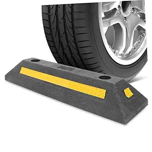 Produktbild: DOITOOL Autostopper Autogaragenradstopper Parkklotz Autoparkstopper Radstopper Mit Reflexstreifen Gummiparkplatzstopper Garagenautostopper Schwere Schwarze Stoßstange Schwarz Garagenstopper