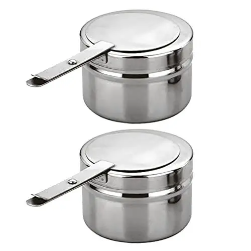 Produktbild: 2 Stücke Brennpaste Kamin Indoor Brennpaste Topf Kraftstoffhalter mit Abdeckung Chafer Brennstoffdosen mit Griffkonserven- Heizkasten für Grill Buffets- Partys Kamin Indoor