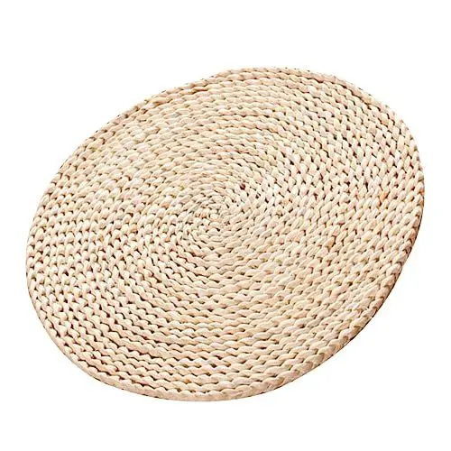 Produktbild: DOITOOL Futon-Kissen Gewebtes Bodenkissen Tatami-bodenmatte Meditationskissen Handgewebte Kissen Zafu Stuhlkissen Handgewebtes Kissen Runde Stuhlkissen Maisschale Weben Yoga-Kissen