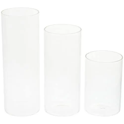 Produktbild: DOITOOL Glaszylindervase 3Er-Set Zylindervasen Klarem Glas für Mittelstücke Hurrikan-Kerzenhalter Glas für Stumpenkerzen Schwimmende Kerzenvase für Hochzeitsdekoration