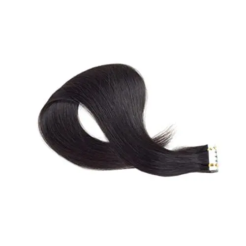 Produktbild: DOITOOL Haarteile für Mädchen schwarze Echthaarverlängerungen schwarzes Klebeband glatte haarperücke Perücken echte haarverlängerungen natürlich Haare weben