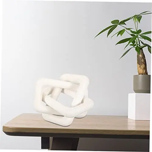 Produktbild: DOITOOL Holzkettendekoration Skulpturen Wohnkultur Tischdekoration Handgeschnitzter Holzknoten Boho Dekorative Holzkette Moderne Wohnkultur Boho-dekor Kiefernholz Haushalt Weiß Bücherregal