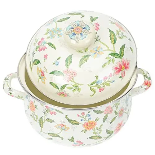 Produktbild: DOITOOL Keramik Suppentopf Topf Keramik 1 Stücke Emaille Suppentopf Verdickte Hitzebest?ndige Chinesische Emaille Pot Pot Hot Topf Kochtopf mit Deckel Emaille Topf 10 Liter Schmortopf Emaille