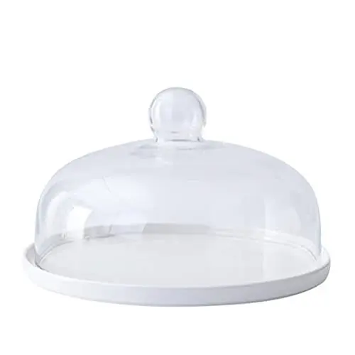 Produktbild: DOITOOL Kuchenteller Klar Glas Dome Cloche mit Keramik Basis Griff Cloche Glocke Glas Kuchen Display Fall Tabletop Mittelpunkt für Dessert K?se ? 8 Zoll Kuchenstand