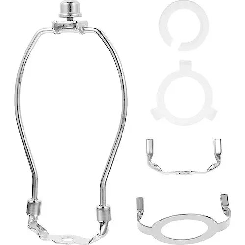 Produktbild: DOITOOL Lampenharfe Lampenschirmhalter Rahmen Lampenhalterungen Lampenschirmhalterung Beleuchtungszubehör Für Tisch Deckenleuchten Lampen 15 2 Cm Lampenschirme Silberfarben