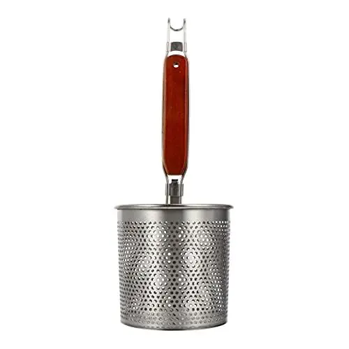 Produktbild: DOITOOL Metallsieb Spaghettitopf Nudelsiebkorb Spinnensieb mit Holzgriff Nudelsieb Lebensmittell?ffel zum Kochen in Küche (36 X 13 X 13 Cm) Noodle Strainer Spargeltopf Edelstahlsieb