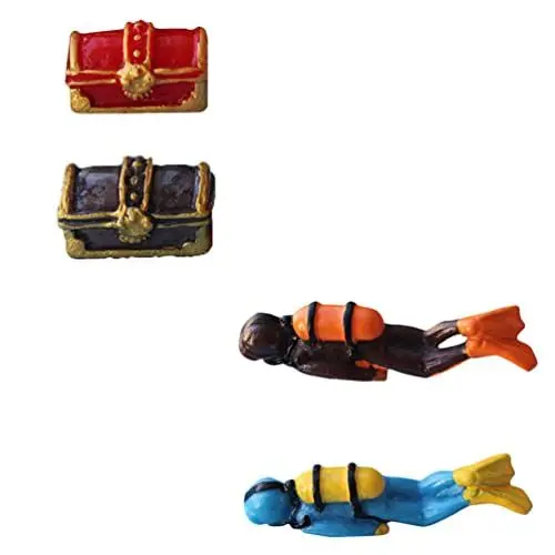 Produktbild: DOITOOL Miniatur Taucher Figuren Aquarium Deko Harz Mini Menschen Schatzkästen Modell DIY Epoxidharz Figuren Fischbecken Deko 4 Stücke Fotografieren Sandtisch Modellbau Mikrolandschaft Zubehör