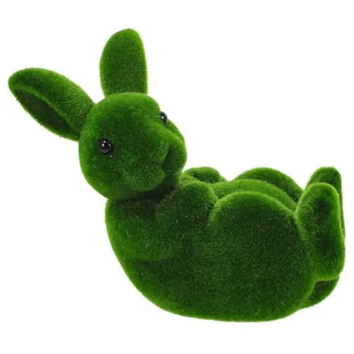 Produktbild: DOITOOL Osterhasen-Ornamente Aus Beflocktem Moos Grüne Simulationsfigur Kaninchenmodell Dekoration Ostergeschenk Landschaftshasen-Dekoration Wohnzimmer-Heimbüro-Dekoration
