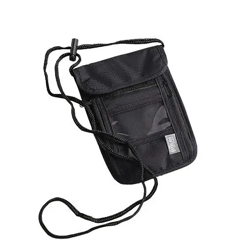 Produktbild: DOITOOL Reisebrieftasche Zum Aufhängen Mit RFID Schutz Wasserdicht Umhängetasche Für Damen Diebstahlsicher Organizer Für Reisepass Und Kreditkarten Schwarz