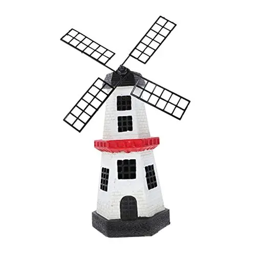 Produktbild: DOITOOL Solarwindmühlenlicht Windspiele Für Den Garten Leuchtturm-skulptur Solar-gartenlampe Windmühlenskulptur Dekoratives Windmühlen-solarlicht Led-dekor Harz Wasserdicht Modell