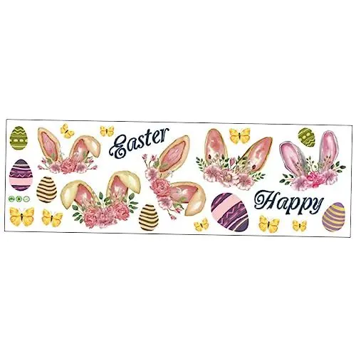 Produktbild: DOITOOL Wandtattoo Eierhase Osterhasen-aufkleber Ostern Fensteraufkleber Wandtattoo Abziehen Und Aufkleben Wandtattoos Zu Ostern Wandtattoos Mit Ostereiern Hintergrund Kind Empfindlich Pvc