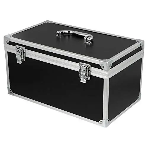 Produktbild: DOITOOL Werkzeugkoffer aus Aluminium Flightcase mit Gepolstertem Schaumstoff Abschließbarer Aufbewahrungskoffer Tragbarer Transportkoffer für Messgeräte (290 X 160 X150 Mm Schwarz)