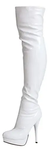 Produktbild: DOK136 Frauen Stilett über das Knie Strecken breite Passform Schwarze Overknee Stiefel Schuhe Größe 36 37 38 39 40 41 (38, Weiß)