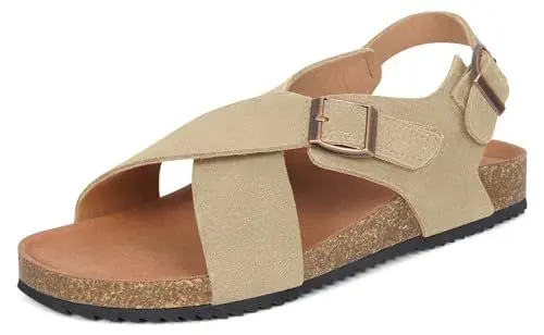 Produktbild: Dokela Sandalen Damen Wildleder Mit Kork Fußbett Sandaletten Sommer Bequem Elegant Fußgewölbestütze Aprikose 39