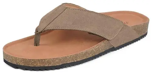 Produktbild: Dokela Zehentrenner Flip Flops Herren Damen Tanga Sandale mit Kork Fußbett,Khaki,EU43