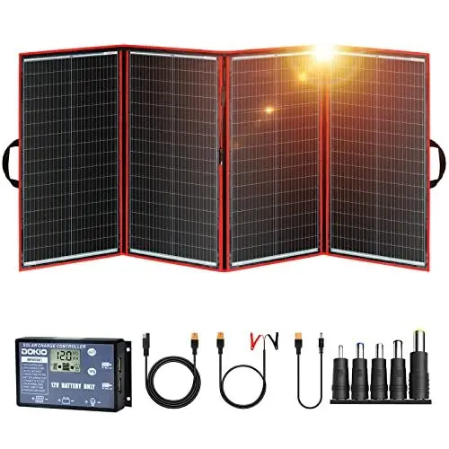Produktbild: DOKIO High Efficiency, Solarpanel 300W Faltbar Monokristallinen Solarmodul mit Laderegler (2 USB Port) Perfekt für Camping, Boot und Adventure