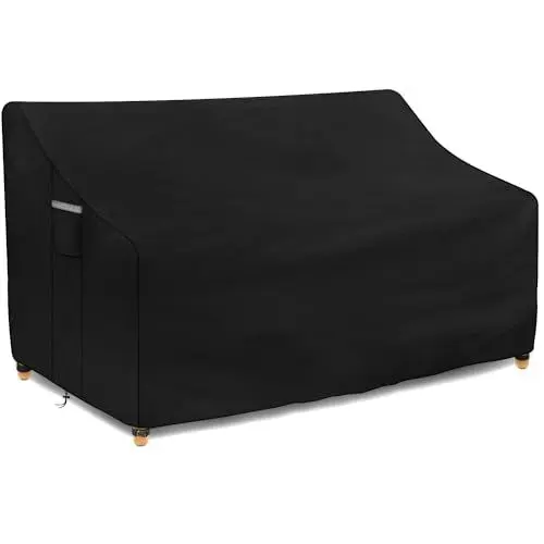 Produktbild: Dokon 2 Sitzer Gartenbank Schutzhülle Wasserdicht Winterfest 420D Oxford Gewebe Winddicht Anti-UV Abdeckung für Gartenbank, Gartensofa Abdeckung mit Belüftungsöffnungen - 134x66x63/89cm