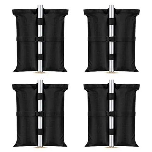 Produktbild: Dokon 4er Set Pavillon Sandsäcke, Pavillon Gewichte aus Robustes Oxford-Gewebe, UV Beständiges Sandsack für Pavillons, Zelte, Sonnenschirme, Stative (45x40.5cm) - Schwarz