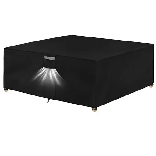 Produktbild: Dokon Abdeckung für Gartenmöbel Wasserdicht Winterfest 420D Oxford Gewebe Winddicht Anti-UV Abdeckplane Loungemöbel Möbelsets Sitzgruppe Gartentisch Schutzhülle Quadratisch - 200x200x90cm