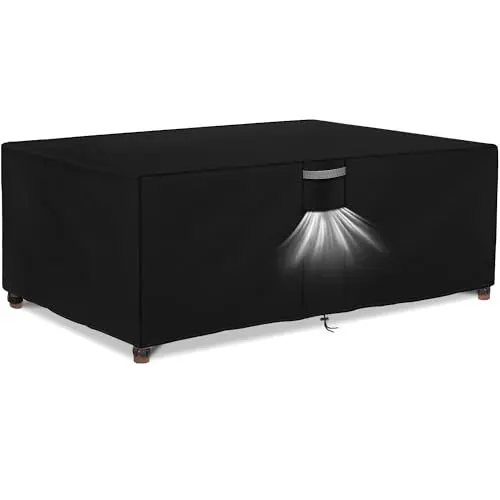 Produktbild: Dokon Abdeckung für Gartenmöbel Wasserdicht Winterfest 420D Oxford Gewebe Winddicht Anti-UV Abdeckplane Loungemöbel Möbelsets Sitzgruppe Gartentisch Schutzhülle Rechteckig - 250x210x90cm