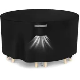Produktbild: Dokon Abdeckung für Gartenmöbel Wasserdicht Winterfest 420D Oxford Gewebe Winddicht Anti-UV Abdeckplane Loungemöbel Möbelsets Sitzgruppe Gartentisch Schutzhülle Rund - Ø230x100cm