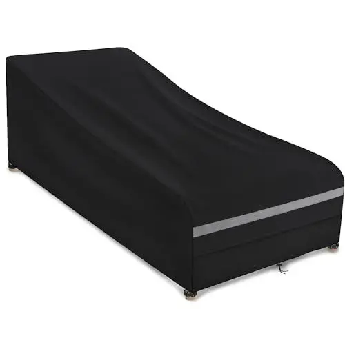 Produktbild: Dokon Gartenliege Abdeckung Wasserdicht, Sonnenliege Abdeckung Winterfest 420D Oxford Gewebe Winddicht Anti-UV Schutzhülle für Liegestuhl Deckchair mit Belüftungsöffnungen - 200x75x40/70cm