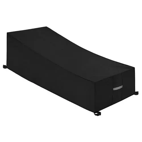 Produktbild: Dokon Gartenliege Abdeckung mit Belüftungsöffnungen Wasserdicht Winddicht UV-Beständiges Schwerlast 600D Oxford Gewebe Schutzhülle für Sonnenliege Liegestuhl Deckchair (200x75x40/70cm) - Schwarz