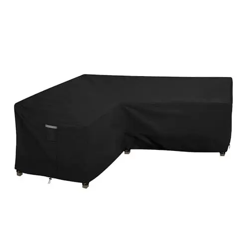 Produktbild: Dokon Gartenmöbel Abdeckung L Form Wasserdicht Winterfest 420D Oxford Gewebe Winddicht Anti-UV Schutzhülle für Loungemöbel L-Form, Ecksofa, Gartensofa Abdeckplane - 255x255x87x80cm