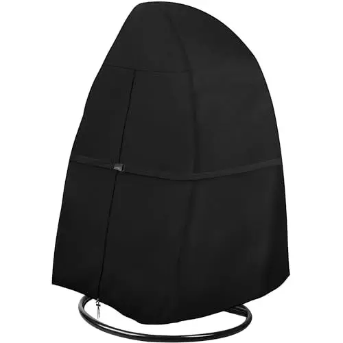 Produktbild: Dokon Hängesessel Abdeckung Wasserdicht Schwerlast 600D Oxford Gewebe Hängestuhl Schutzhülle Winterfest Winddicht UV Beständiges Abdeckung für Hängekorb Hängeschaukel Schwingsessel - 190x115cm