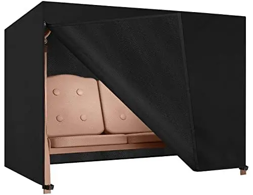 Produktbild: Dokon Hollywoodschaukel Abdeckung 4 Sitzer Wasserdicht Winterfest Winddicht UV-Beständiges Schwerlast 600D Oxford Gewebe Schutzhülle für Gartenschaukel, Schaukelbank (250x150x160cm) - Schwarz