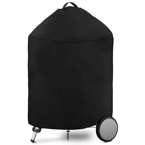 Produktbild: Dokon Kugelgrill Abdeckung Wetterfest, Kugelgrill Abdeckhaube Winterfest 420D Oxford Gewebe Winddicht Anti-UV Grillabdeckung, Gasgrill Schutzhülle mit Griffe, Rund - Ø71x68cm