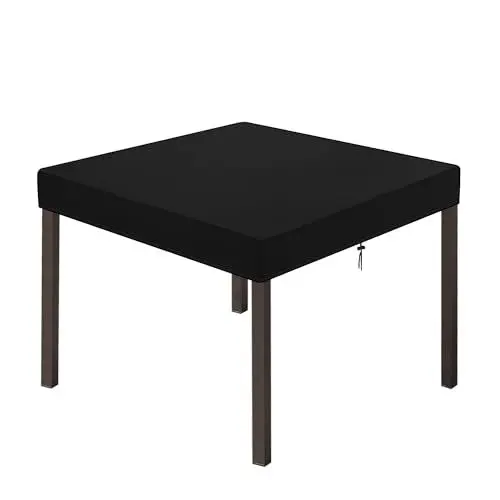 Produktbild: Dokon Tischplatte Abdeckung Wasserdicht Gartenmöbel Abdeckung Winterfest Schwerlast 600D Oxford Gewebe UV Beständiges Tischplattenhülle, Schutzhülle für Gartentisch, Quadratisch (90x90x10cm)