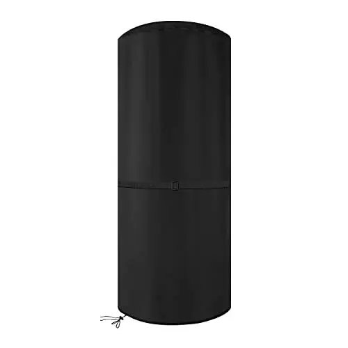 Produktbild: Dokon Wetterschutzhülle für Enders Terrassenheizer, Heizpilz, Schwerlast 600D Oxford Gewebe Wasserdicht, Winddicht, UV Beständiges, Heizstrahler Abdeckung, Rund(42x42x108cm) - Schwarz