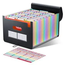 Produktbild: Dokumentenmappe A4 26 Fächer,ThinkTex Sortiermappe Fächermappe Bunte Datei Organizer Ordner,Schreibtisch Organizer/Aktentasche Mappe,Dokumententasche Aktenmappe Ordnungsmappe mit bunten Labeln