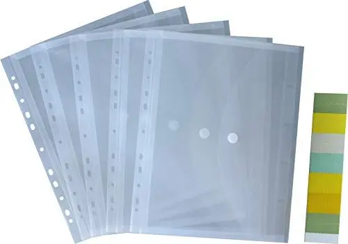 Produktbild: Dokumententaschen A4 quer mit umlaufender Dehnfalte u. Klettverschluss, transparent farblos, mit 20 mm Füllhöhe, aus PP - 5 Stück