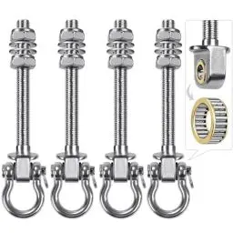 Produktbild: Dolibest 4er Hängematte Holzbalken Aufhänger, 17.5cm Schaukel Haken Befestigung Bolzen Hängesessel 180 ° Edelstahl Montage-Kit-Lager-Set für Spielplatz Stuhl Yoga Seil Boxsack Sandsack,1500lbs