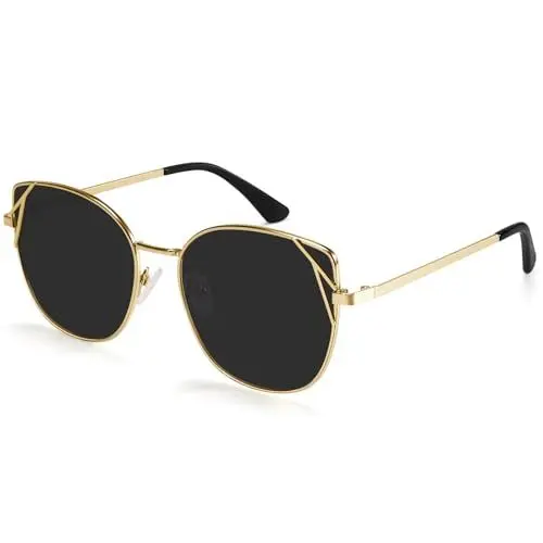 Produktbild: Dollger Cat Eye Sonnenbrille für Frauen Übergroße Trendy Retro Cateye Sonnenbrille UV400 Schutz，Rosengold