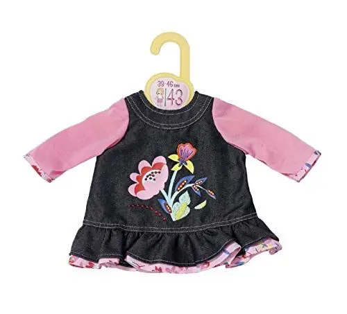 Produktbild: Dolly Moda 871010 Blume Jeans Kleid 43cm, Geblümt, Bunt
