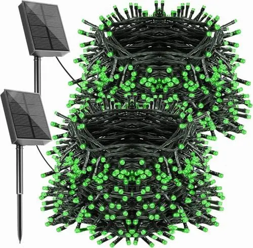 Produktbild: DOLUCKY 2 Stück Solar-Weihnachtslichter im Freien - 20M 200LED Solar Lichterketten im Freien wetterfest, 8 Modi Solar Lichterketten im Freien für Garten Balkon Party Hochzeit Weihnachten,Grün