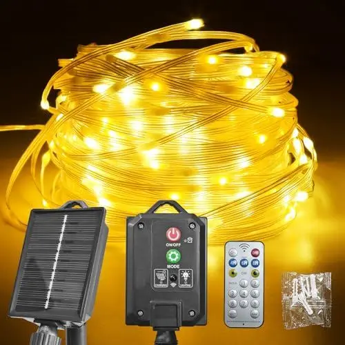 Produktbild: DOLUCKY Solar Lichterkette für den Außenbereich, 10M 100 LED, IP65 Wasserdicht, 8 Modi, Garten, Balkon, Baum, Terrasse, Party