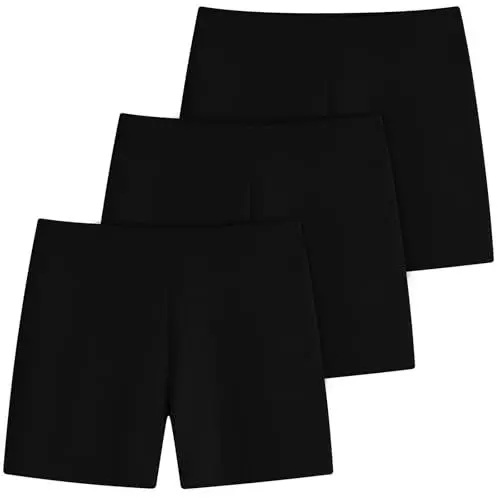 Produktbild: Domee Mädchen Kurze Leggings Sommerhose Radlerhose Shorts Baumwolle 3er-Pack Klassik Schwarz 134-140 (Etikettengröße 140)