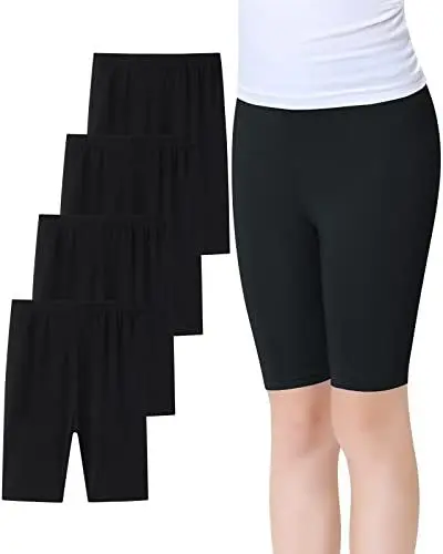 Produktbild: Domee Mädchen Leggings Kurze Hose Radlerhose Sommer 4er-Pack Schwarz 152-158 (Herstellergröße 160)