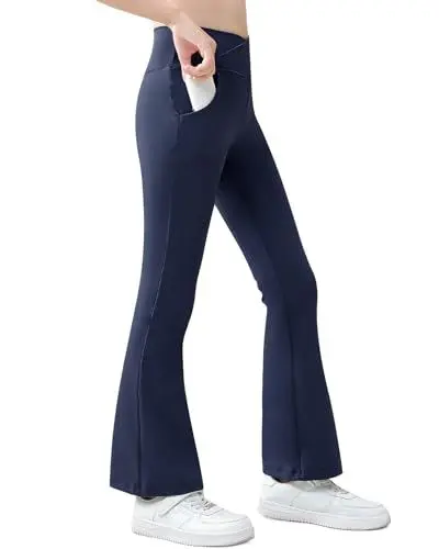 Produktbild: Domee Mädchen Leggings Schlaghose Flared Ausgestellte Leggings Sporthose Tiefseemarine 158 (Herstellergröße 160)