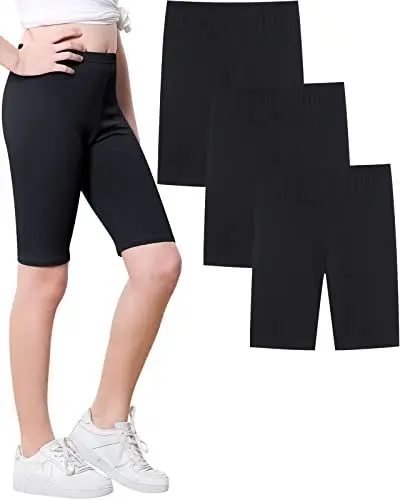 Produktbild: Domee Mädchen Radlerhose Kurze Leggings Shorts Sommerhose Baumwolle 3er-Pack Schwarz 134-140 (Herstellergröße 140)