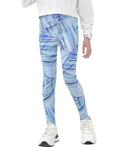 Produktbild: Domee Mädchen Sport Leggings Sporthose Turnhose Gymnastik Fitness Bunte Blau 158-164 (Herstellergröße 160)