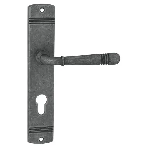 Produktbild: domino Türgriff 72 Drückergarnitur PZ - Profilzylinder Set | Türklinke für Zimmertür, Bürotür, Kellertür & Innentür | L-Form | Türdrücker-Set aus Znal | Nickel Antik | LOFT M95
