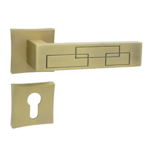 Produktbild: domino Türgriff Drückergarnitur PZ - Profilzylinder Set quadratische Rosette Türklinke für Zimmertür, Bürotür, Kellertür & Innentür Legierter Stahl Bronze Matt MAYA-QR M3/MATT