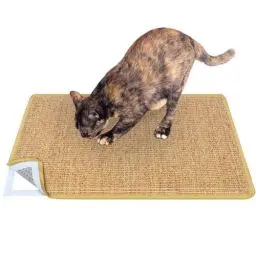 Produktbild: Domkan Kratzmatte Katze, Sisal Teppich Katzen 60x40cm, Kratzteppich Katze rutschfest, Sisalmatte fur Katzen mit Klettverschlus, Katzenkratzmatte für Sofa Möbel Tür Kratzschutz, Braun